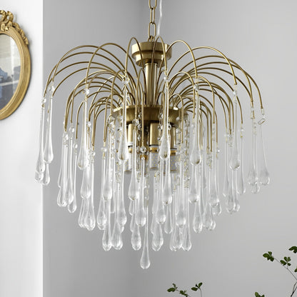 Retro Gold Linear Teardrop Crystal Chandeliers