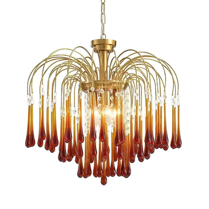 Retro Gold Linear Teardrop Crystal Chandeliers