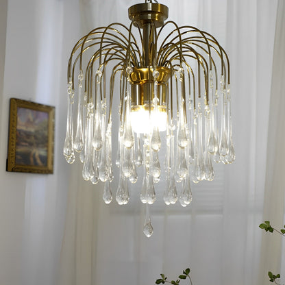 Retro Gold Linear Teardrop Crystal Chandeliers