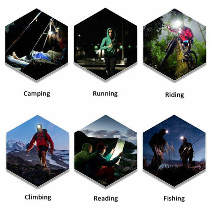 990000LM Genopladelig LED-pandelampe Zoombar Lommelygte Taktisk Forlygte Lommelygte