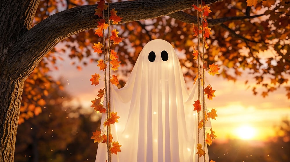 Hudson & Jurgen – Illuminated Swinging Halloween Ghost Decoration