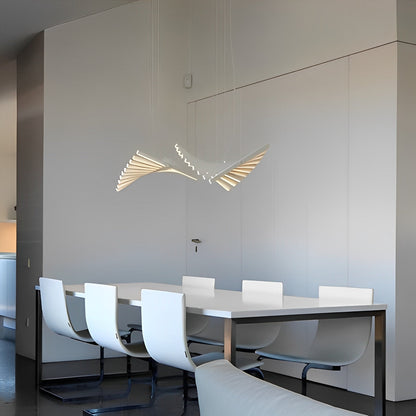 Waves Fishbone Fiskeskelet Strimmel Trinløs Dæmpning LED Nordisk Lysekrone Pendel Lys