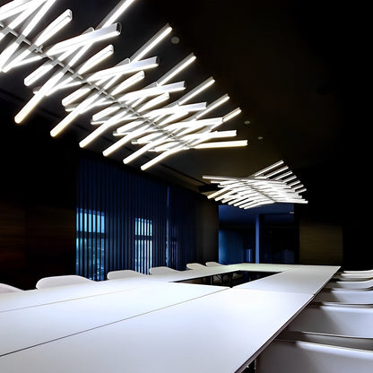 Waves Fishbone Fiskeskelet Strimmel Trinløs Dæmpning LED Nordisk Lysekrone Pendel Lys