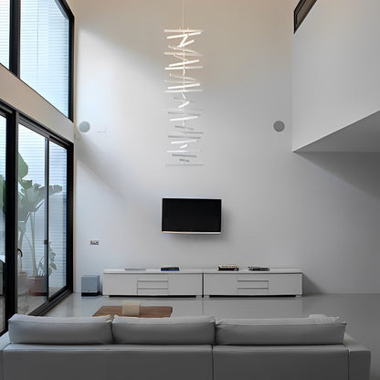 Waves Fishbone Fiskeskelet Strimmel Trinløs Dæmpning LED Nordisk Lysekrone Pendel Lys