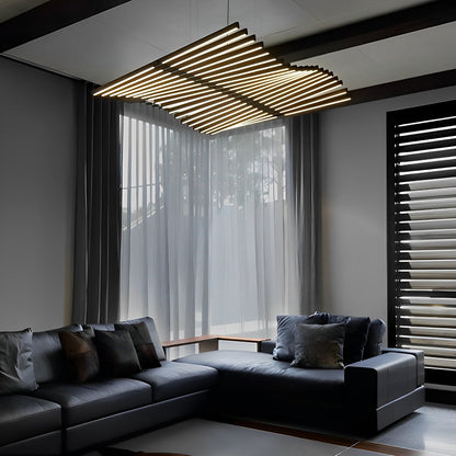 Waves Fishbone Fiskeskelet Strimmel Trinløs Dæmpning LED Nordisk Lysekrone Pendel Lys