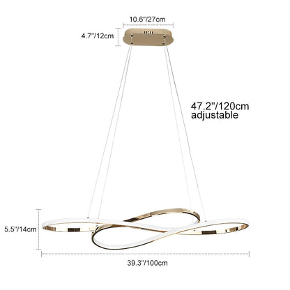 Bølget dobbelt 8-formet LED trinløs dæmpning moderne lysekrone hængelampe