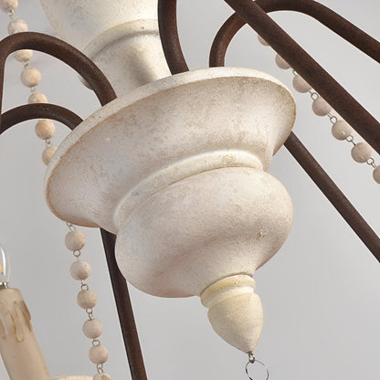 Wood Vintage Rustic Candle Chandelier Light