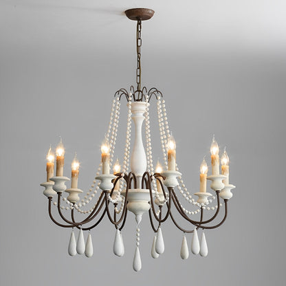 Wood Vintage Rustic Candle Chandelier Light