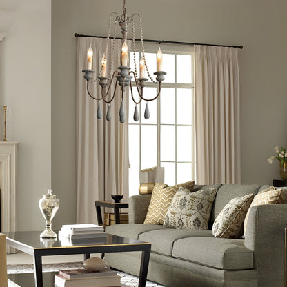 Wood Vintage Rustic Candle Chandelier Light