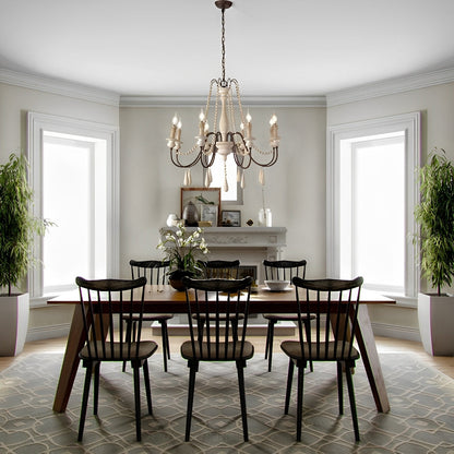 Wood Vintage Rustic Candle Chandelier Light