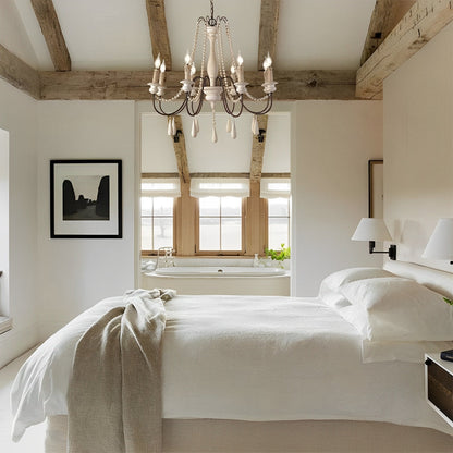 Wood Vintage Rustic Candle Chandelier Light