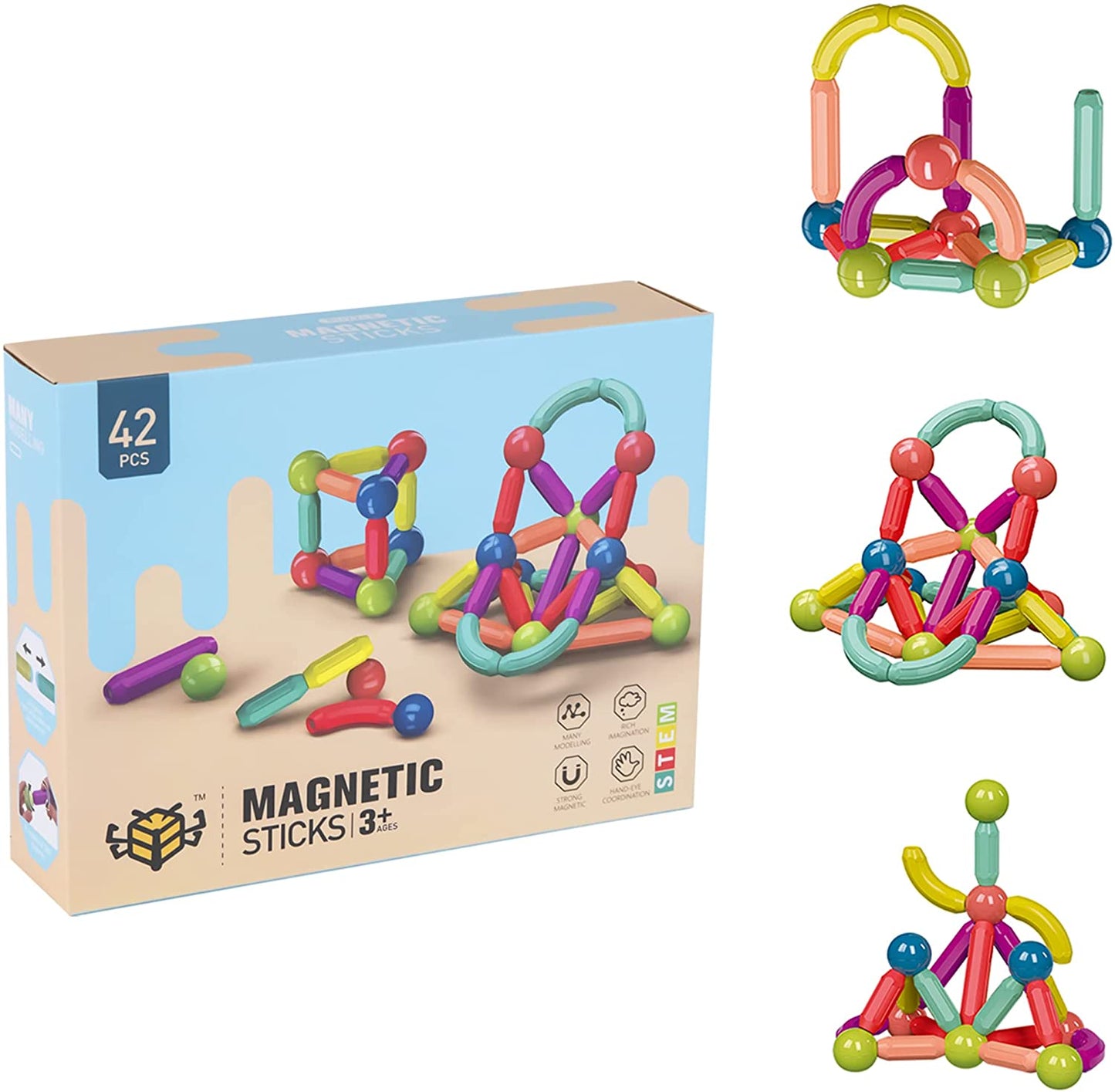 Montessori magnetic building blocks (42 pieces)