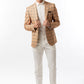 <Mustard Honey And Green Windowpane Sports/Suit Jacket Slim Fit>