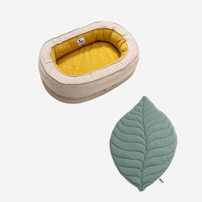 Leaf Shape Dog Blanket with Donut Dog Bed Luxury Dog Gifts