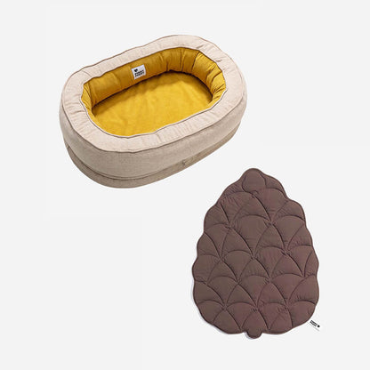 Leaf Shape Dog Blanket with Donut Dog Bed Luxury Dog Gifts