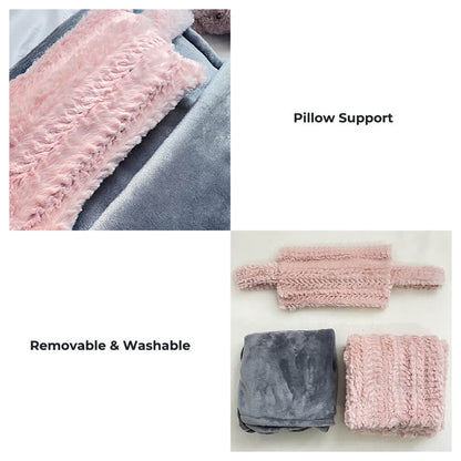 Legesygt lyserødt blødt kæledyrsseng med pude og tæppe